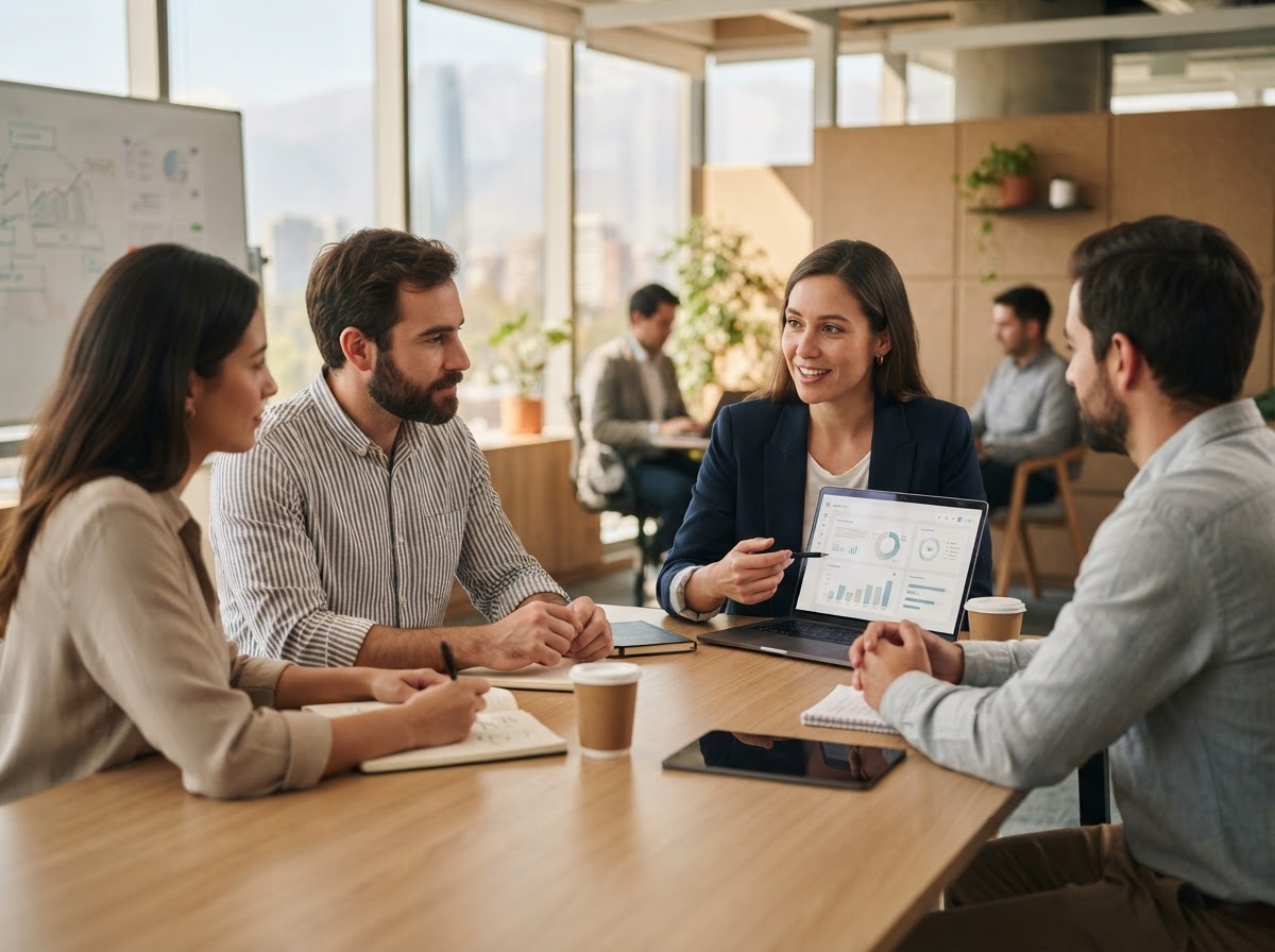 Luconexo IA — equipo analizando reportes financieros y modelos de datos
